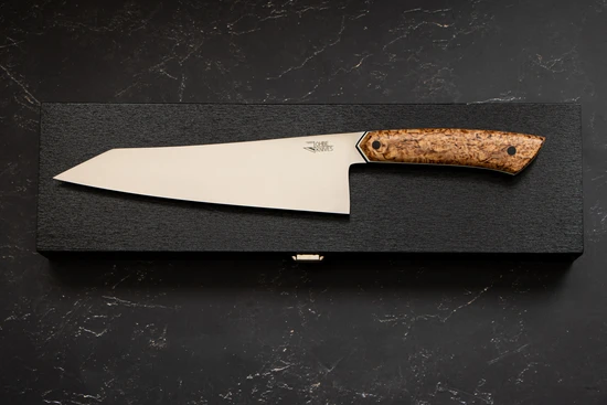 Santoku Messer mit Griff aus Maserbirke