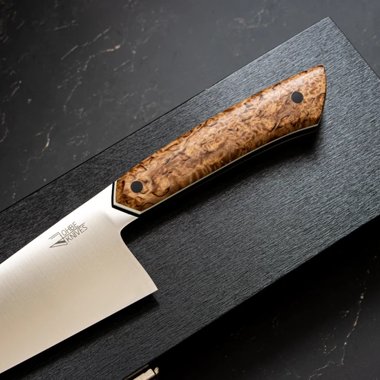 Santoku Messer mit Griff aus Maserbirke