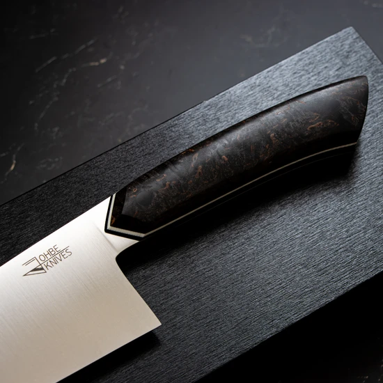 Kochmesser mit Griff auf Maserbirke