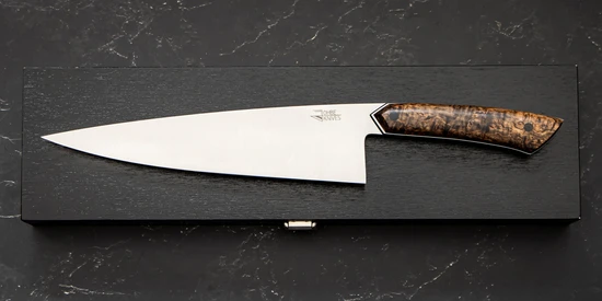 Kochmesser mit Griff aus gestockter Maserbirke
